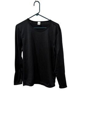 Black Long-Sleeve lIghtly fleeced line winter shirt. Crewneck Shirt XL